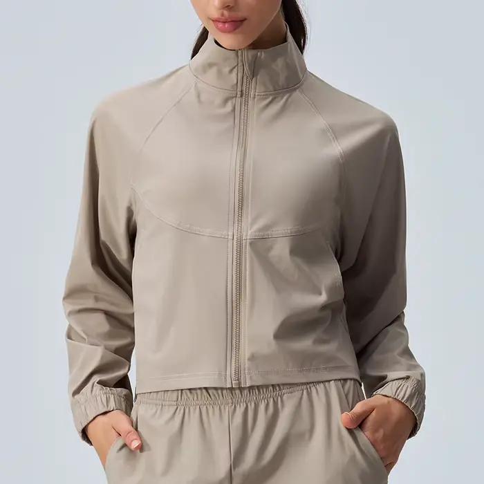 Vestes courtes à fermeture éclair complète pour femmes, entraînement athlétique, piste de course, UP