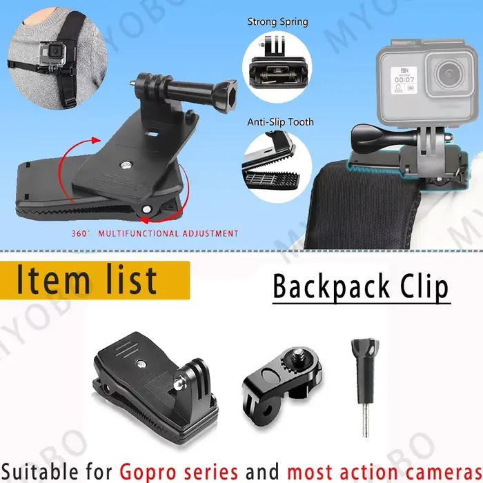 Étui de protection et sac de transport, sangle de poitrine, support de trépied pour Gopro, Insta360,