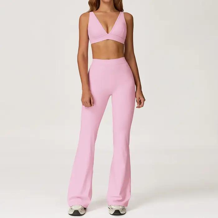 Ensemble de yoga 2 pièces pour femme, tenue de fitness Pilates, vêtements de sport, survêtement de g