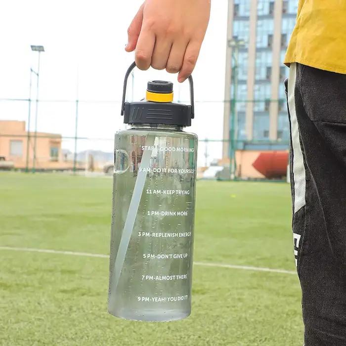 Bouteille d'eau de 3 litres avec paille 2L 1L, grande bouteille de motivation sans BPA pour l'école 