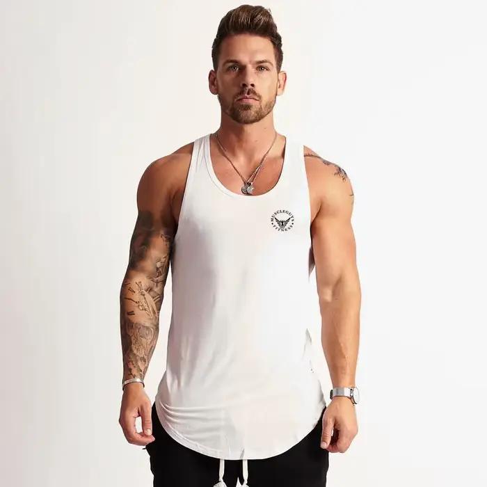 Gilet de sport d'été en coton pour hommes, T-shirt confortable à bascule, vêtements d'entraînement