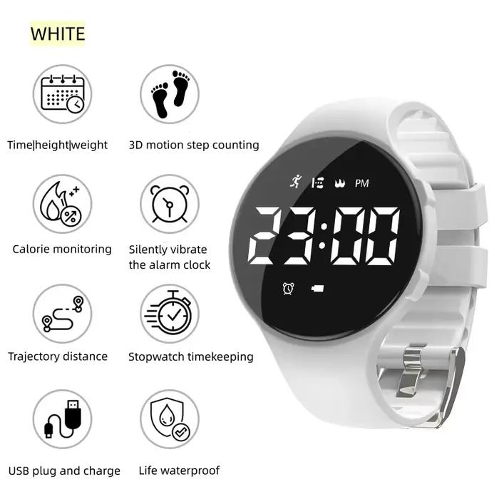 Podomètre montre intelligente fréquence Smartwatch Fitness Tracker silencieux Vibration réveil pour 