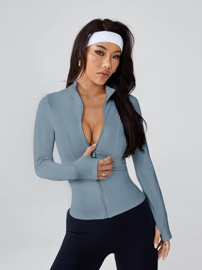 Veste de sport ajustée à manches longues pour femme pour le printemps et l'automne – Idéal pour la c