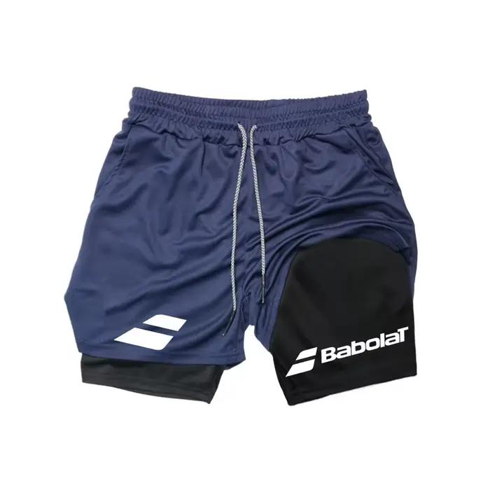Shorts de sport 2-en-1 pour hommes, course à pied, jogging, séchage rapide, extensibles, compression