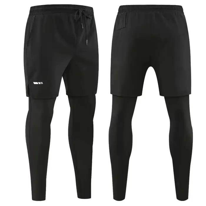 Pantalons de course pour hommes collants de Sport de Compression 2 en 1 Leggings de Fitness à séchag