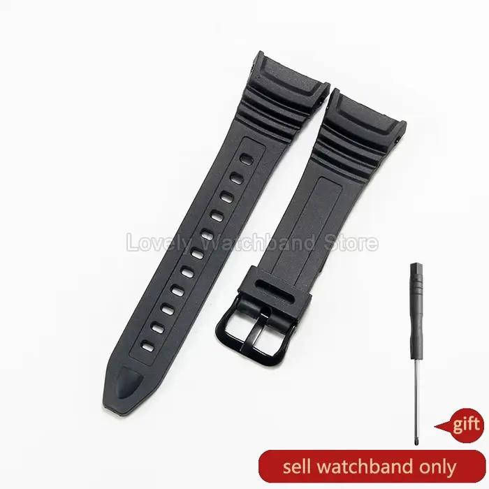 Bracelet de montre de sport en Silicone souple, étanche, respectueux de la peau, noir, pour Casio W-