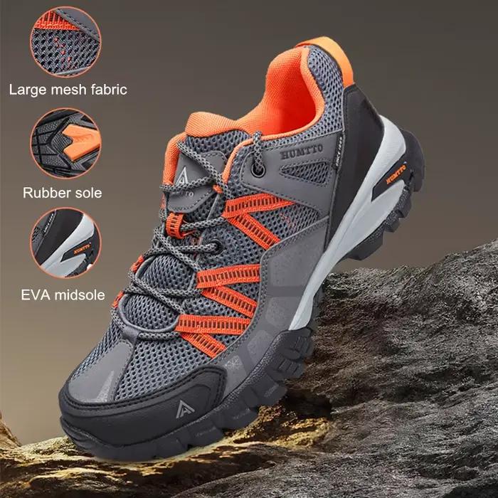 HUMTTO-Chaussures de sport respirantes pour hommes, baskets de randonnée en caoutchouc noir, extérie