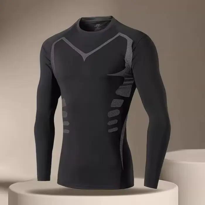 T-shirt homme course Sport T-shirt hommes Compression Fitness hauts T-shirt séchage rapide entraînem