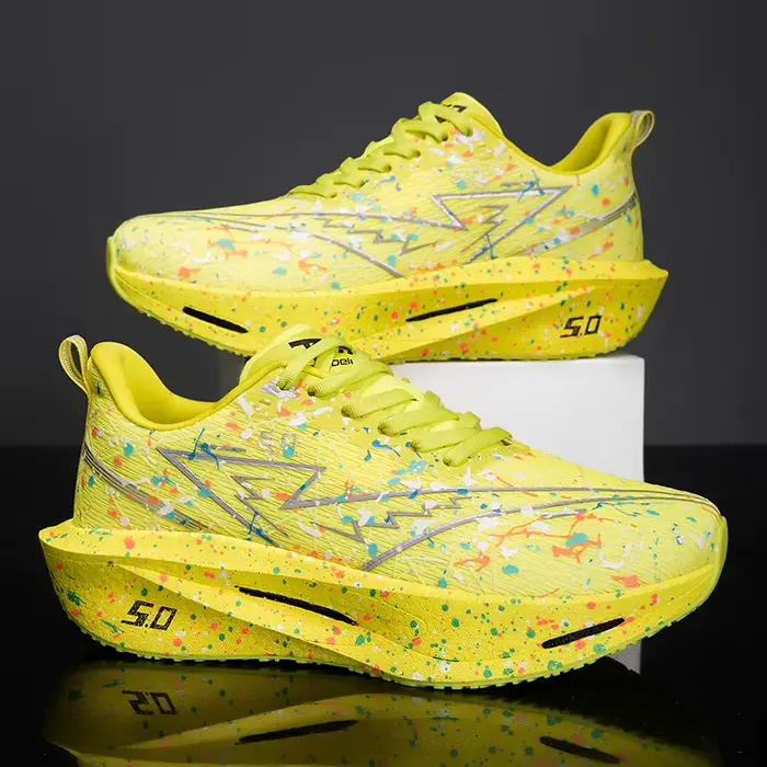 Chaussures de course pour hommes avec technologie de plaque en carbone, chaussures lumineuses, chaus