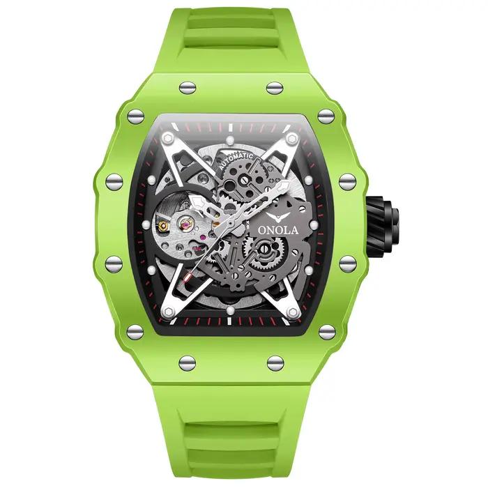 Montre automatique mécanique pour homme ONOLA, bracelet en silicone sport, montre étanche
