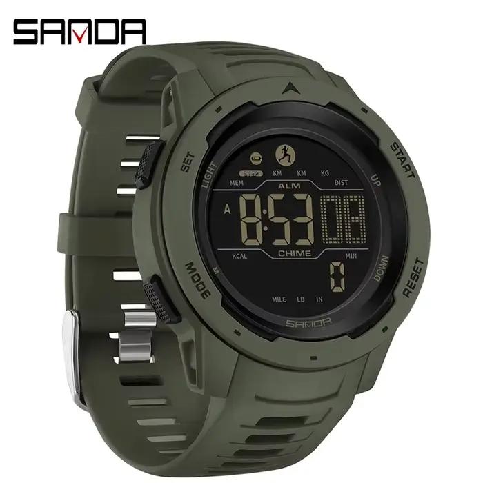 SANDA marque hommes montres sport podomètre Calories 50 M LED étanche montre numérique montre-bracel