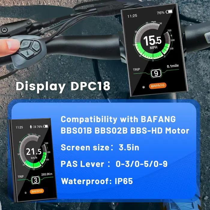 Bafang-Affichage de vélo électrique DPC18, port de charge USB, compteur de vitesse pour moteur à ent