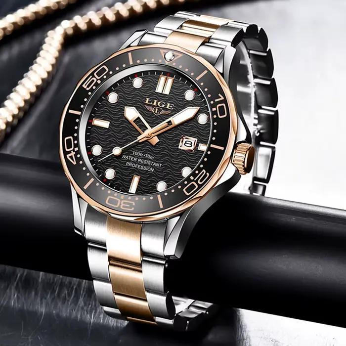 Montre-bracelet de sport 2026 pour homme LIGE, montre homme de marque supérieure en acier inoxydable étanche, montre-bracelet militaire à quartz, Montre Homme
