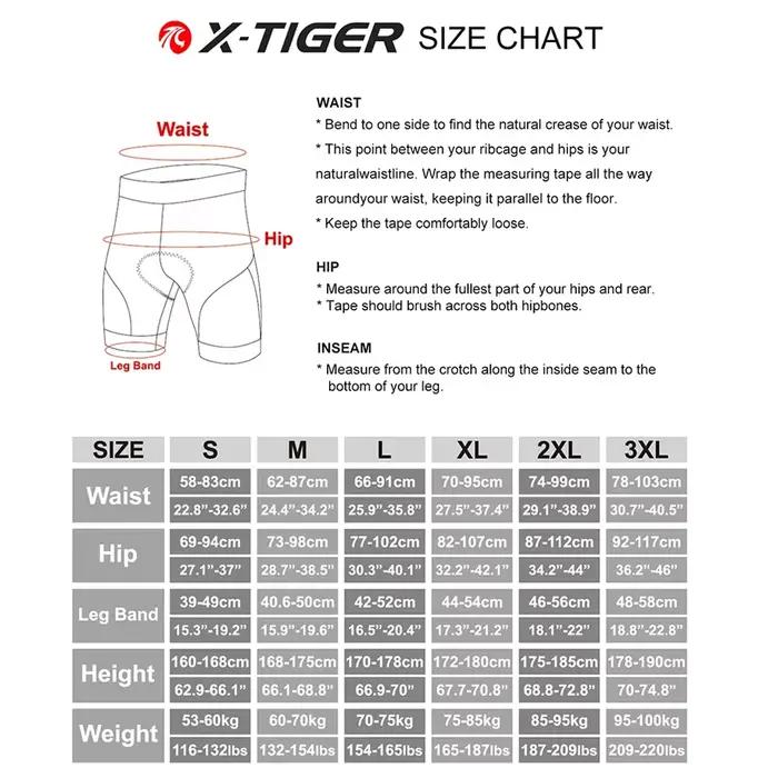 X-TIGER Shorts de Cyclisme Hommes avec Coussin 5D Gel Rembourré