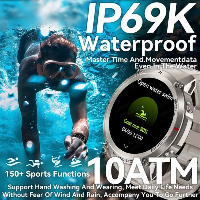 Montre GPS professionnelle MAVHX avec suivi de la fréquence cardiaque et de l'oxygène sanguin, tracker de sommeil, résistance à l'eau jusqu'à 100m, compatible avec 27 langues, pour activités de plein air et remise en forme à domicile