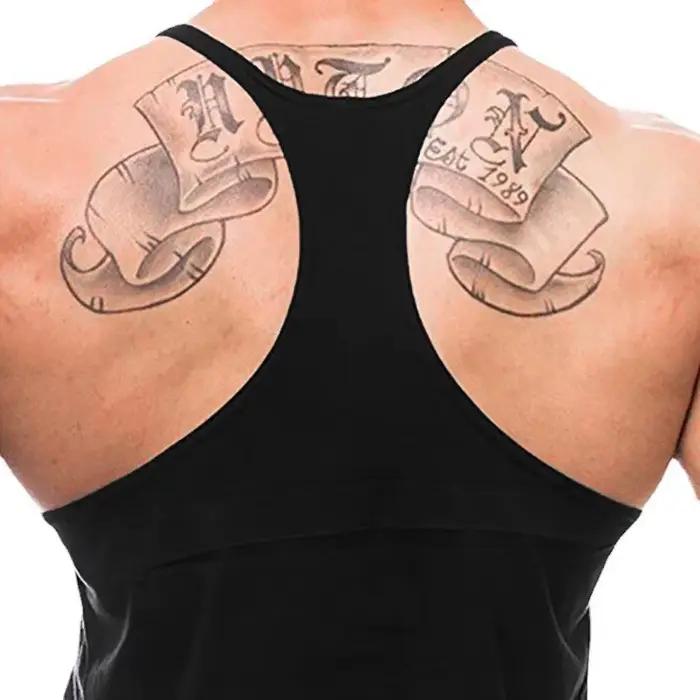 Débardeur imprimé lettres animal en coton pour hommes style décontracté musculation fitness occasionnels