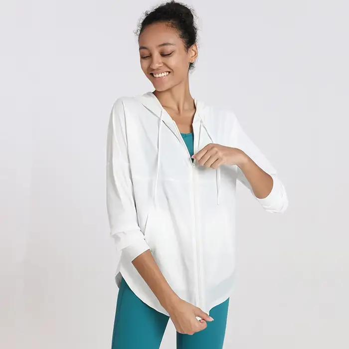 Sweat à capuche de sport avec fermeture éclair pour femme