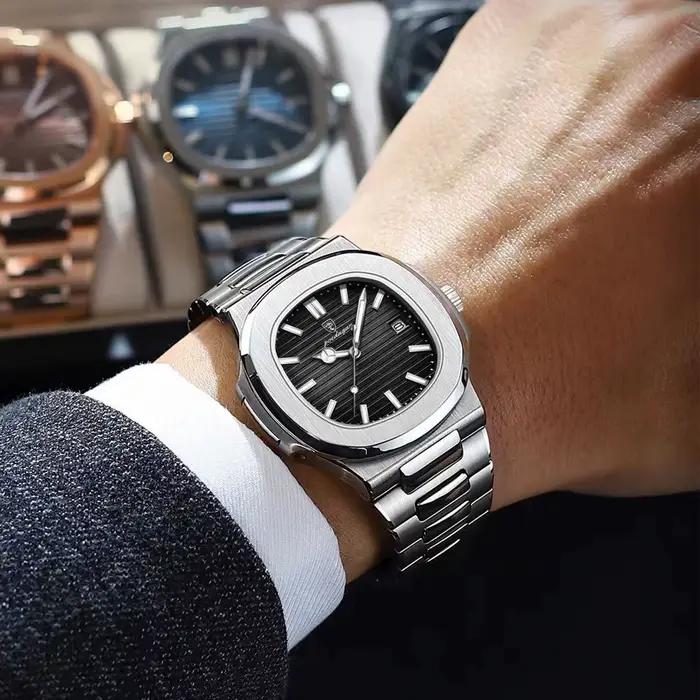 POEDAGAR Top marque de luxe homme montre sport étanche lumineux Date hommes montre-bracelet cadran carré Quartz