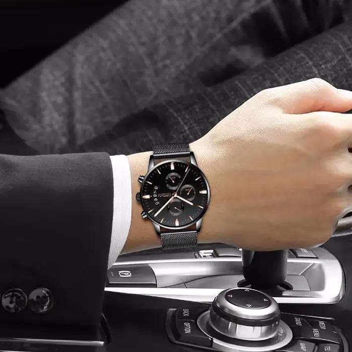 CRRJU Nouvelle montre-bracelet sport étanche pour homme avec bracelet milanais, chronographe militaire à quartz, montres robustes, montre de mode masculine