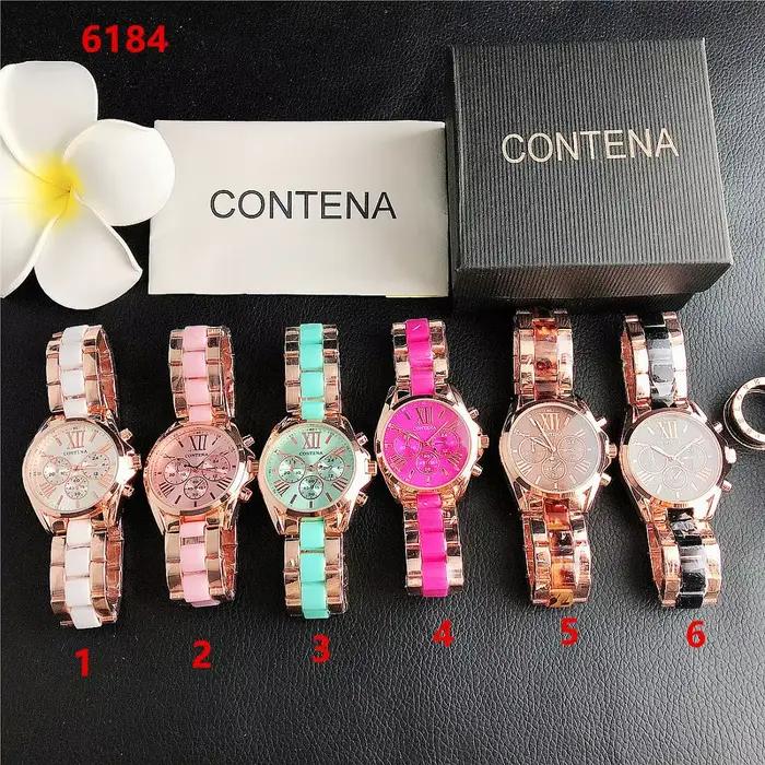 Top marque de luxe or Rose Quartz montre pour femme dames
