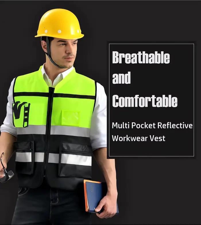 Gilet unisexe à bande haute luminosité, vêtements de travail respirants, vêtements de protection multi-poches, sécurité pour la course de nuit, usine de vélos