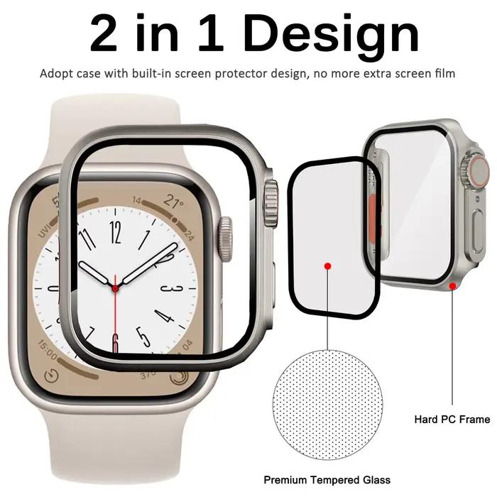 Verre + boîtier pour Apple Watch 46mm 44mm 45mm 41mm 40mm 42mm