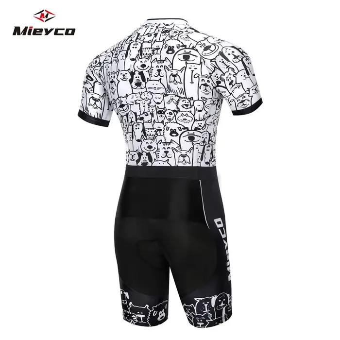 Combinaison de Triathlon pour Hommes et Femmes Vêtement de Cyclisme Personnalisé Manches Courtes Route Cycle Corps Ensemble Anti UV Respirant Polyester Blanc