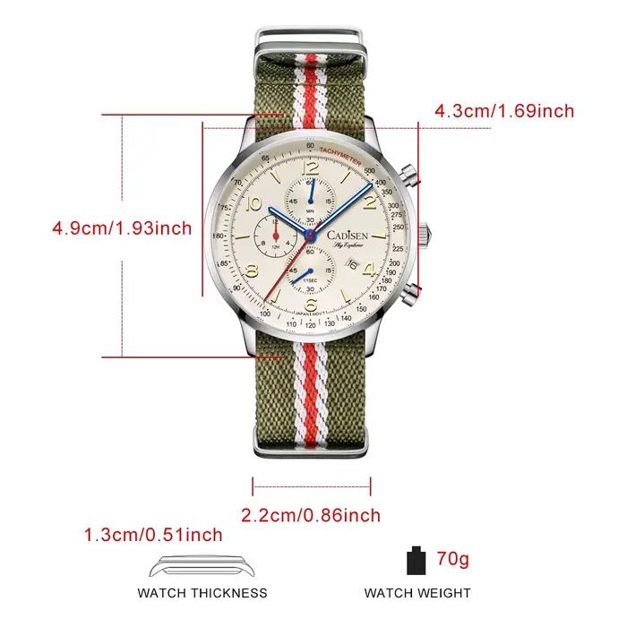 CADISEN montres pour hommes montre à Quartz de luxe