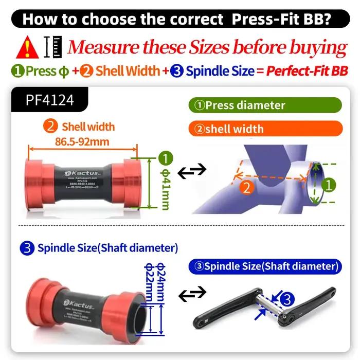 Support inférieur ktus PF4124 BB86 BB92 pour Shimano/SRAM GXP Pressfit 41mm largeur 86.5-92 roulement en céramique 24mm 