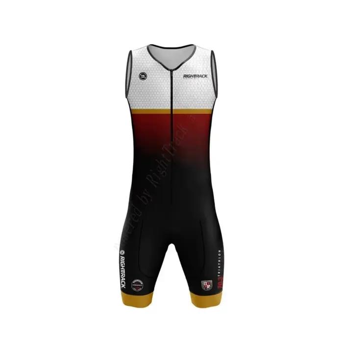 Combinaison de course pour hommes sans manches ensemble de maillots polyester lycra pour triathlon natation vélo compétition sportif
