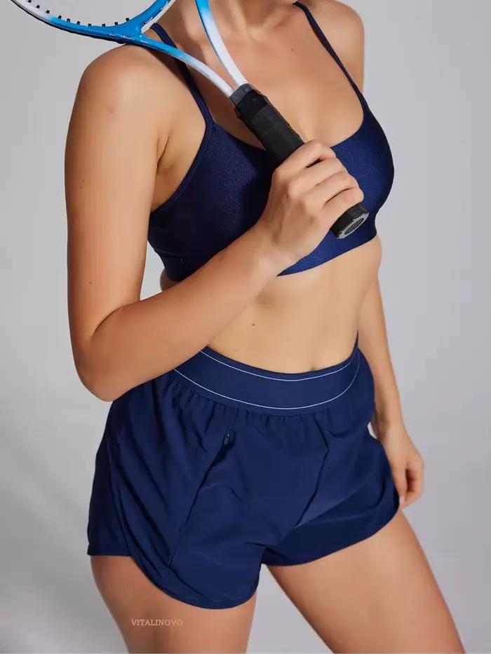 Shorts de course taille haute fendus pour femme