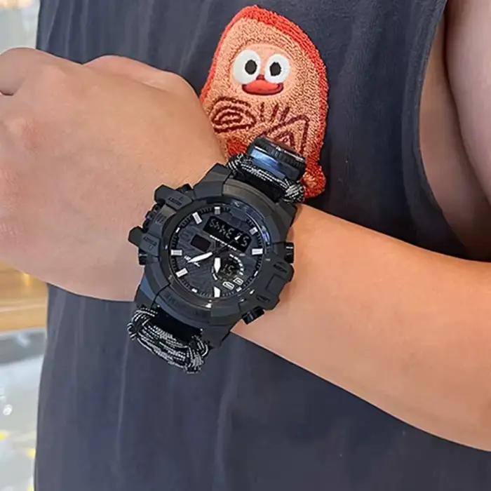 Survie en plein air Montre Multifonctionnel Étanche Militaire Tactique Paracord Montre Bracelet Camping Randonnée D'urgence