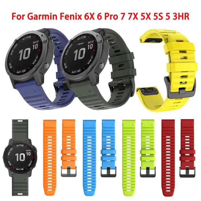 Pour fenix 6 Pro 7 5 Plus 22 20 26mm Bracelet Silicone QuickFit pour Garmin