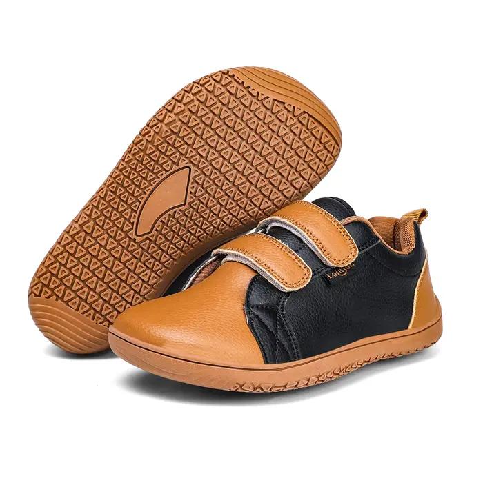 Chaussures de marche pieds nus pour garçons et filles, baskets larges minimalistes, légères, boucle à crochet, cuir Él, chaussures plates pour enfants