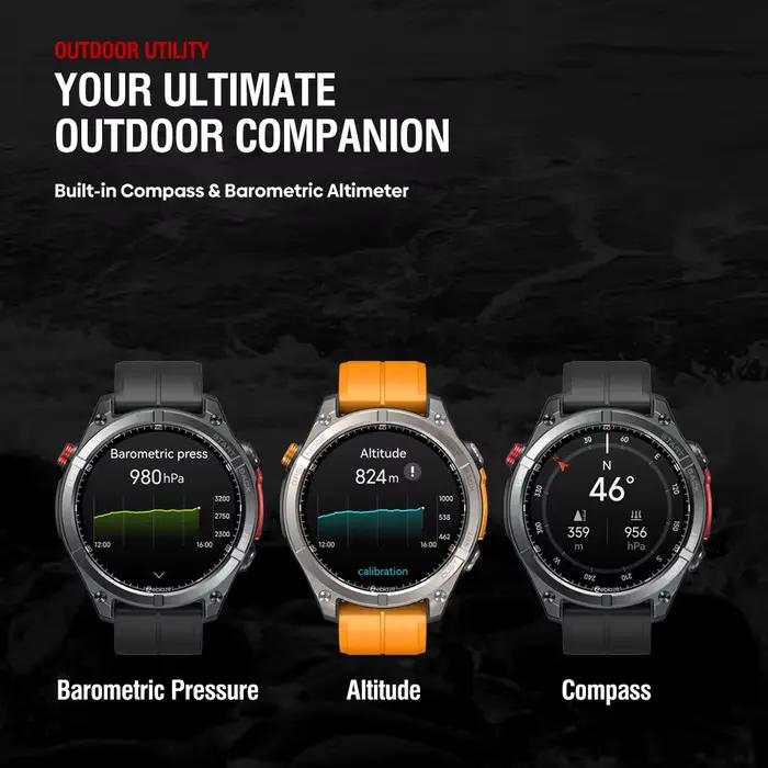 Nouveau Zeblaze Stratos 4 GPS montre intelligente 1.43 AMOLED affichage boussole intégrée altimètre barométrique lampe de poche appel vocal Smartwatch
