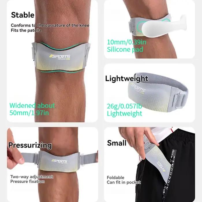 GOBYGO 2 pièces sangle rotule Sports de plein air course Absorption des chocs corde à sauter Compression genouillères réglable genouillère unisexe
