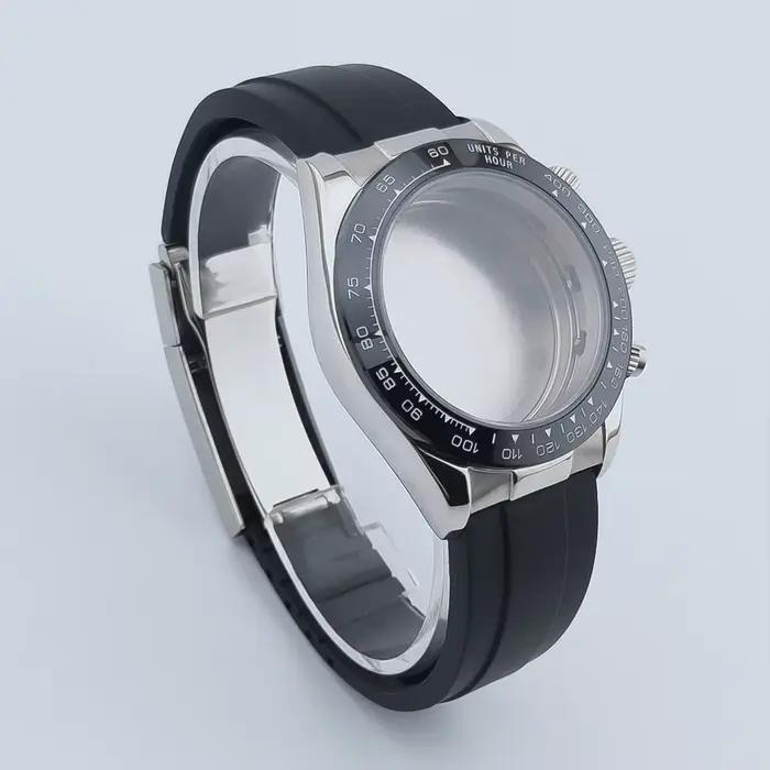 Boîtier de montre NEITON 39mm VK63 argent/or avec bracelet en acier inoxydable massif pour montres