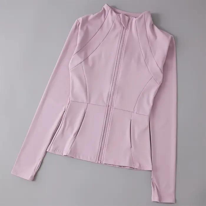 Dessus de Yoga coupe-vent fermeture éclair vestes de course femmes à manches longues
