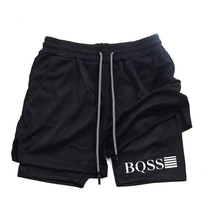 Shorts de course pour hommes été fitness gym entraînement 2 en 1 shorts de sport séchage rapide jogging shorts à double couche tricoté polyester confortable durable