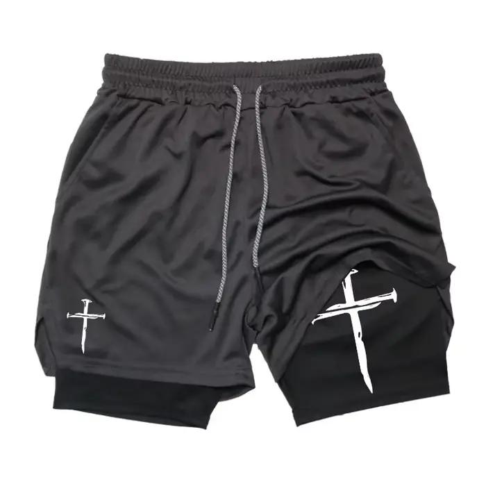 Shorts de sport 2-en-1 Cross Graphic pour hommes – Performance en salle