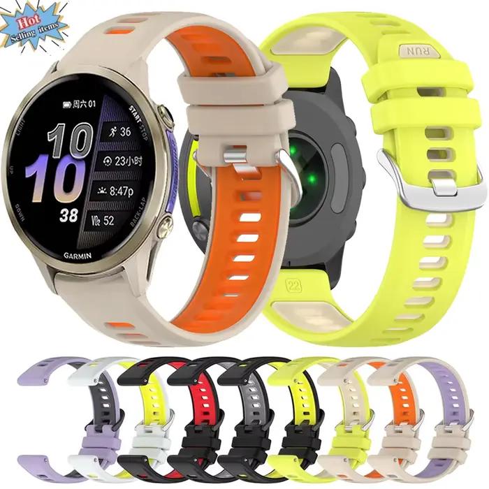 Bracelet en silicone souple bicolore officiel pour Garmin Forerunner 970 965 955 945 935 745
