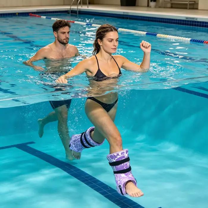 Poids de cheville aquatiques réglables (2 pièces) pour aquagym