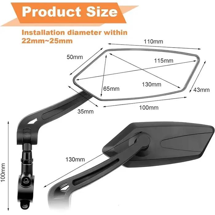 Rétroviseur de vélo réflecteur réglable rotatif guidon miroir clair