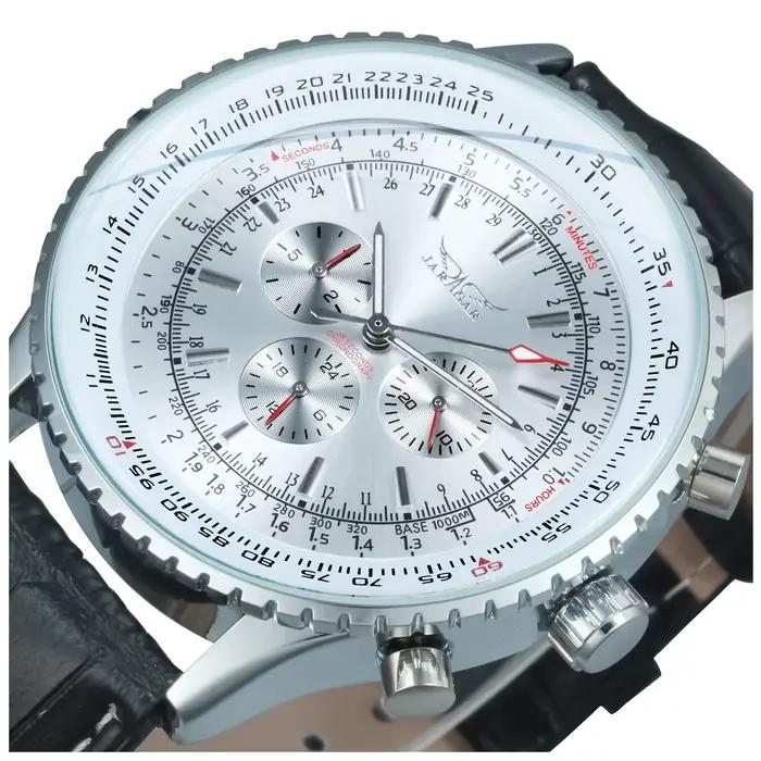 Montre pilote automatique pour hommes, sous-cadrans multifonctions militaires, montres mécaniques, marque de luxe, bracelet en cuir, horloge