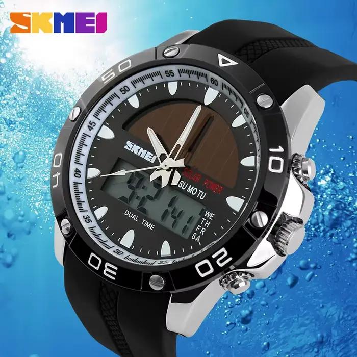 Montres hommes étanche énergie solaire sport montre décontractée homme