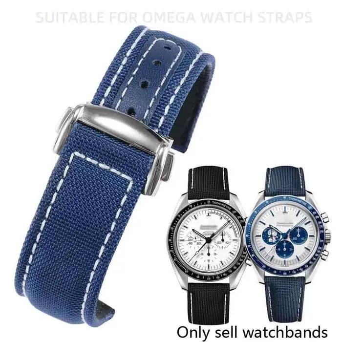 Bracelet de montre pour Omega Speedmaster Snoopy 310 en nylon avec fermoir en acier pour montres traditionnelles couleurs variées occassions multiples