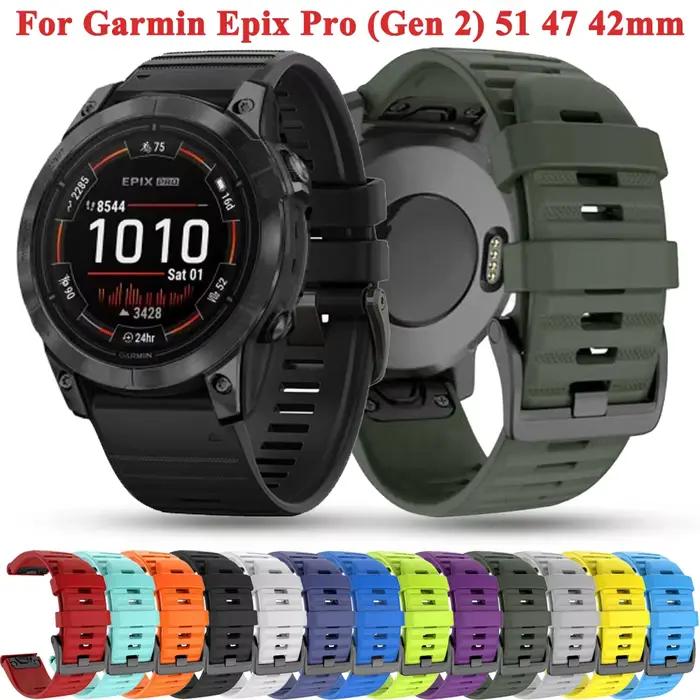 26mm/20mm/22mm Bracelet de montre pour Garmin Epix Pro Gen 2 42MM 47MM 51MM bande de Silicone QuickFit