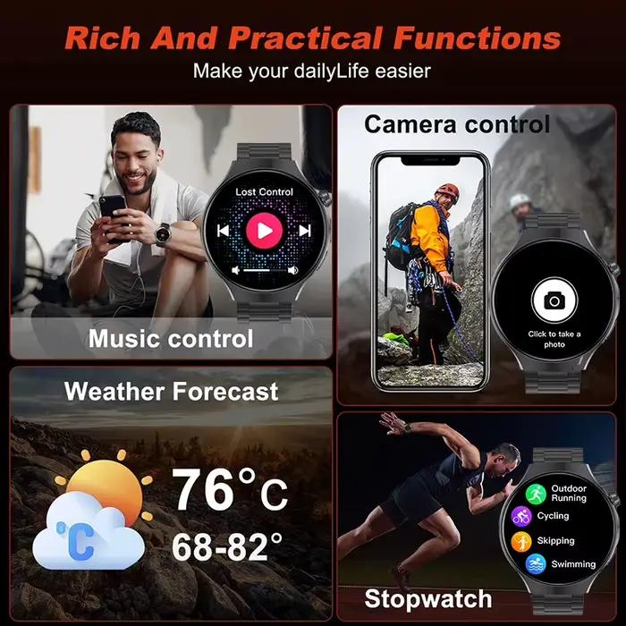 Nouvelle montre connectée 6 Pro+ 2026, batterie 1400 mAh, autonomie 140 jours, lampe torche LED, GPS, étanche, suivi sportif et santé