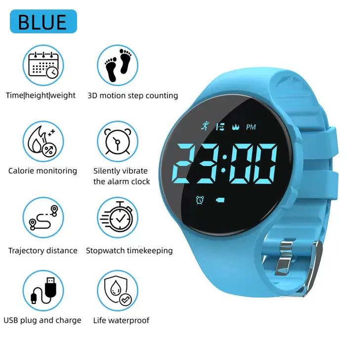 Podomètre montre intelligente fréquence Smartwatch Fitness Tracker silencieux Vibration réveil pour obtenir le comptage des pas étanche bracelet intelligent