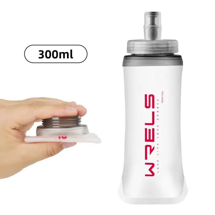 WRELS Sport bouteille d'eau flacon souple pliant 500ml TPU sans BPA course hydratation Marathon pliable Silicone